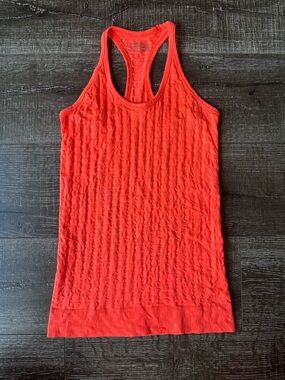 Athleta Women’s Chi Tank Top Textured Racerback Neon Orange XS